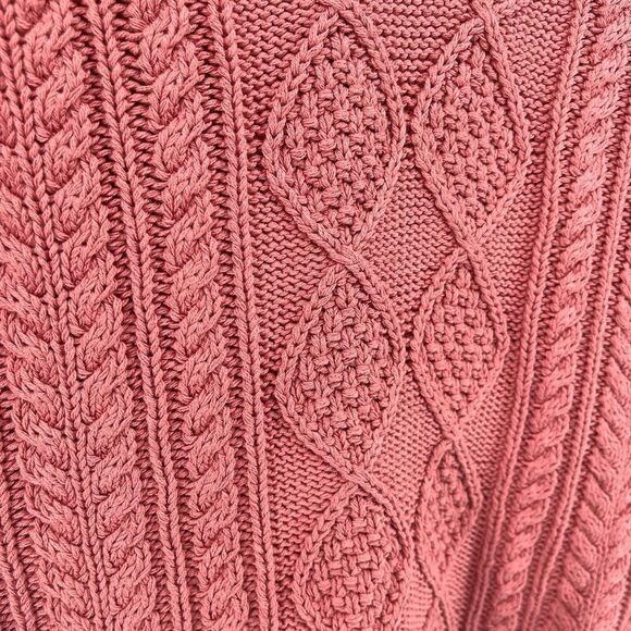 L.L. Bean Signature Women’s Pink Cotton Fisherman V-Neck Tunic Sweater Small - Picture 3 of 12